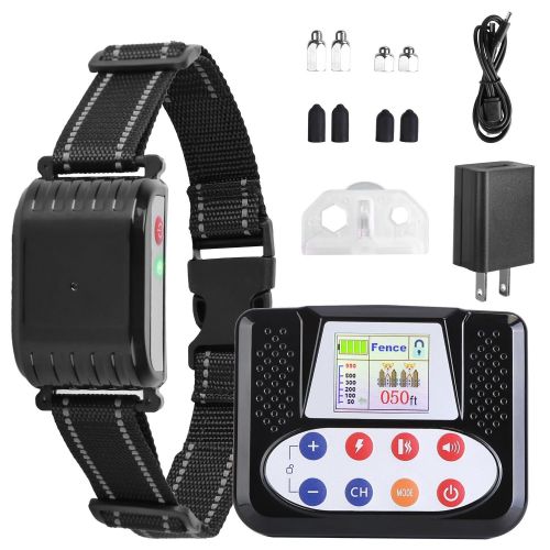 990FT Range Dog Wireless Fence Remote Training Collar IPX6 Waterproof Receiver with 0-9 Levels Beep Vibration Shock Mode 4 Channels Rechargeable 990FT Range Dog Wireless Fence Remote Training Collar IPX6 Waterproof Receiver with 0-9 Levels Beep Vibration Shock Mode 4 Channels Rechargeable